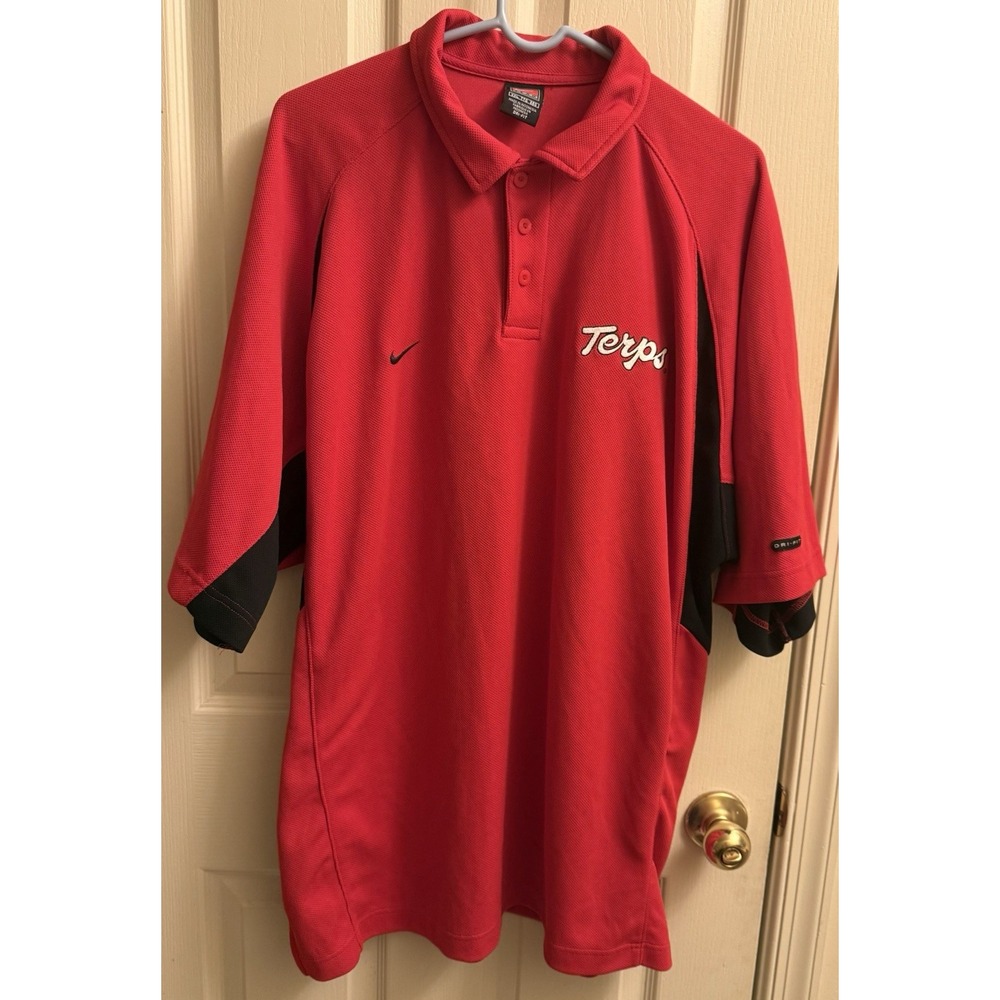 NIKE TEAM Dri Fit Maryland Terps Men's  POLO SHIRT 2XL University‎ Of Maryland